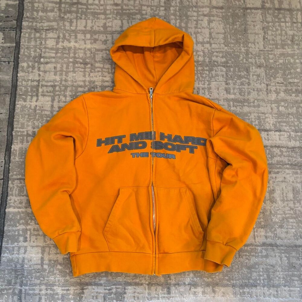 By-billie Men's Orange and Yellow Hoodie